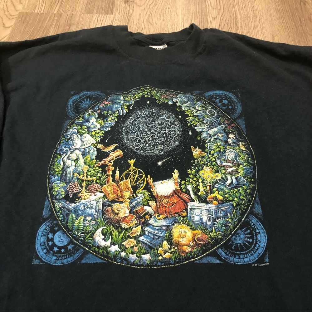 Vtg‎ Humanitees Horoscopes Astronomer  Wizard Bill Bell Long Sleeve T-Shirt XL